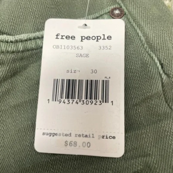 NWT $68 We The Free People Sage Green Distressed Hi-Rise Shorts - Picture 5 of 11